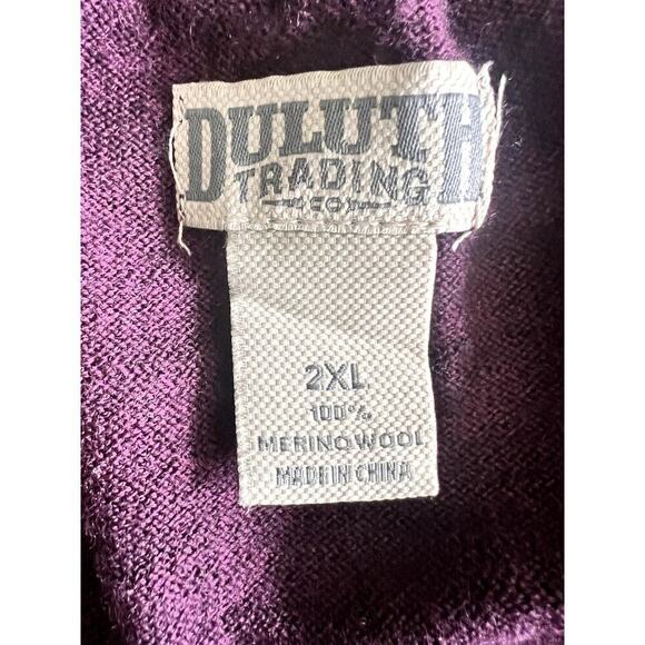 Duluth Trading mens size 2XL sweter plum color 100% merino wool long sleeves - Picture 6 of 8